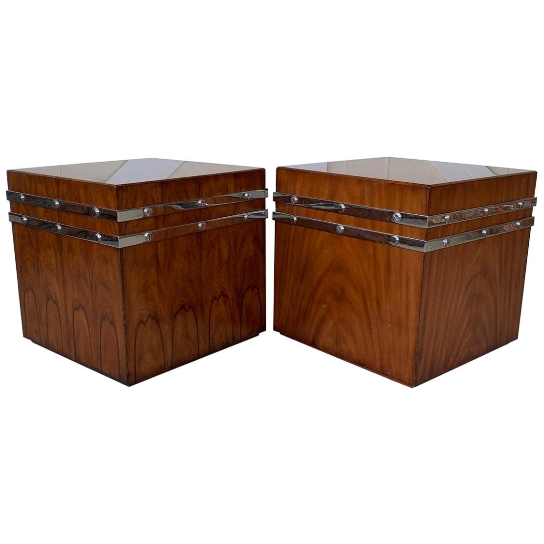 Pair of Large Cube Tables/Cabinets by Theodore Alexander