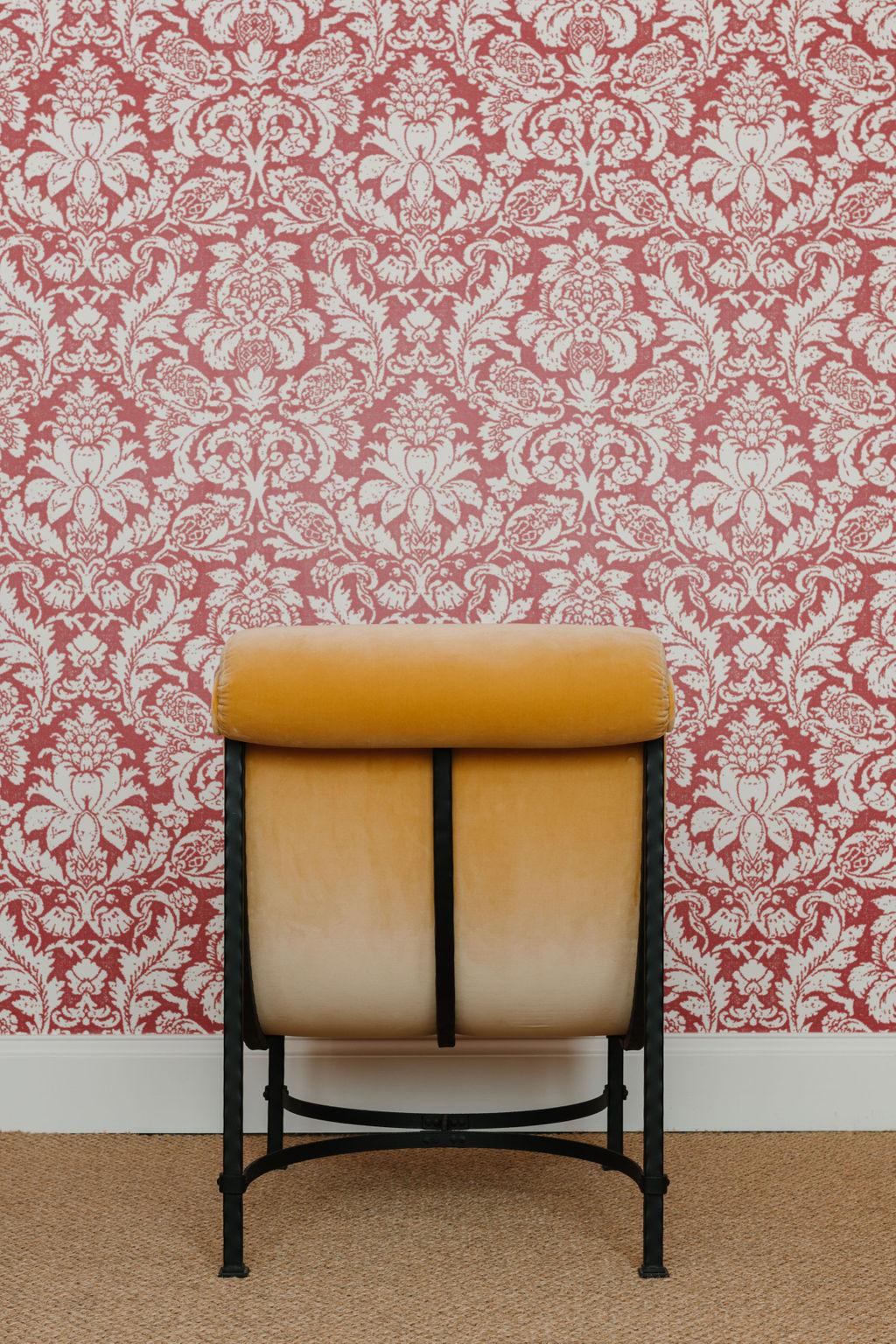 Late 20th Century Pair of Large Curved Upholstered Lounge Chairs on Black Metal Bases