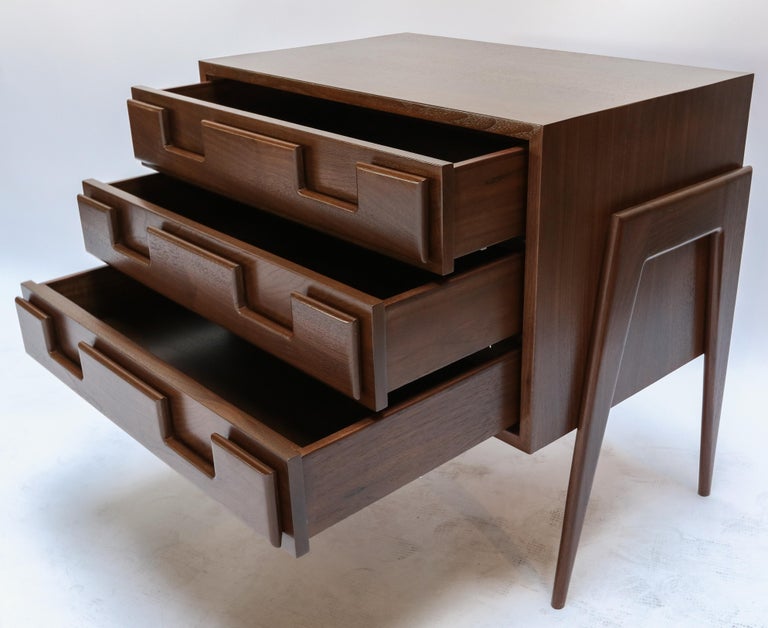 Pair of Large Custom 1960s Italian Style Walnut Nightstands by Adesso Imports For Sale 1