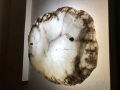 Pair Large Custom Italian Modern Craftsman Alabaster Wall Sconces / Flush Mount