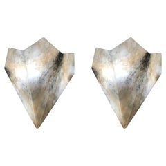 Pair of Large, Custom, Italian Modern Neoclassical Alabaster Wall Sconces