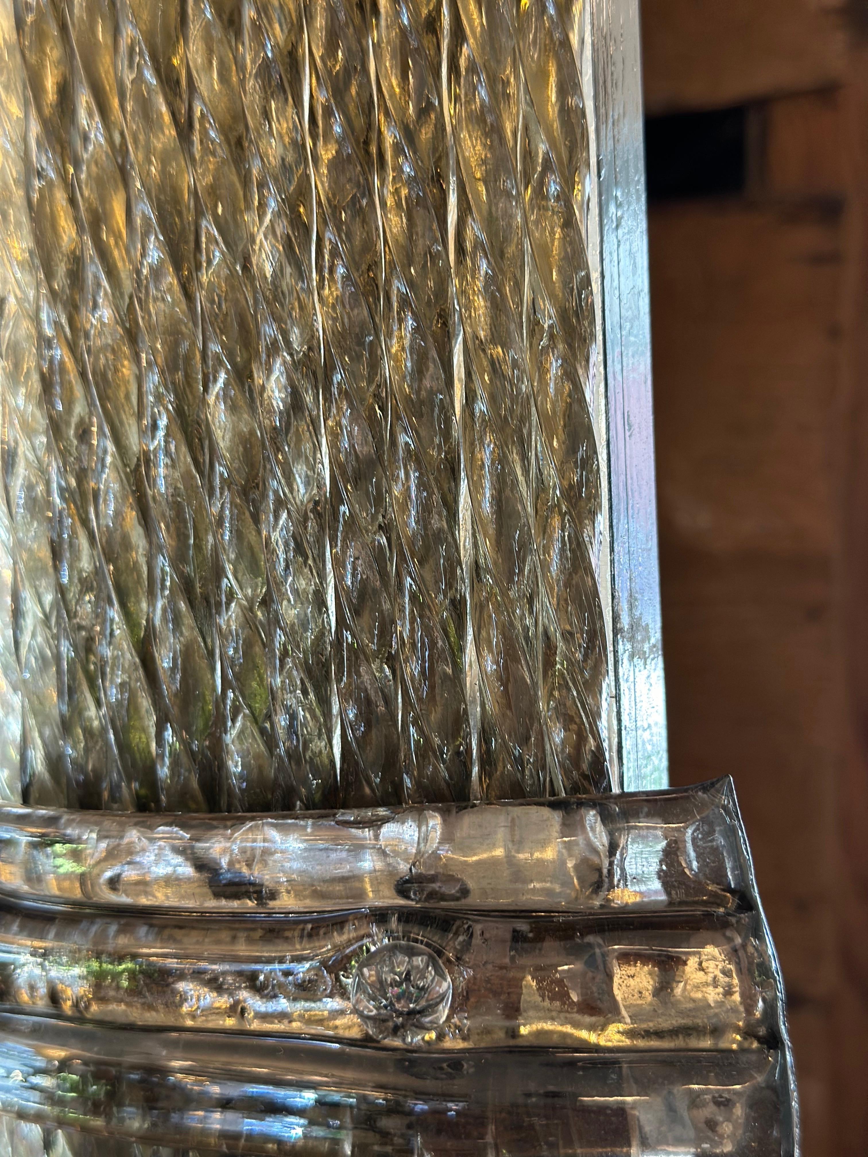 Pair of Large Custom Murano Blown Taupe Twisting Glass Mirrors For Sale 3