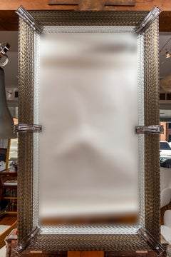 Pair of Large Custom Murano Blown Taupe Twisting Glass Mirrors