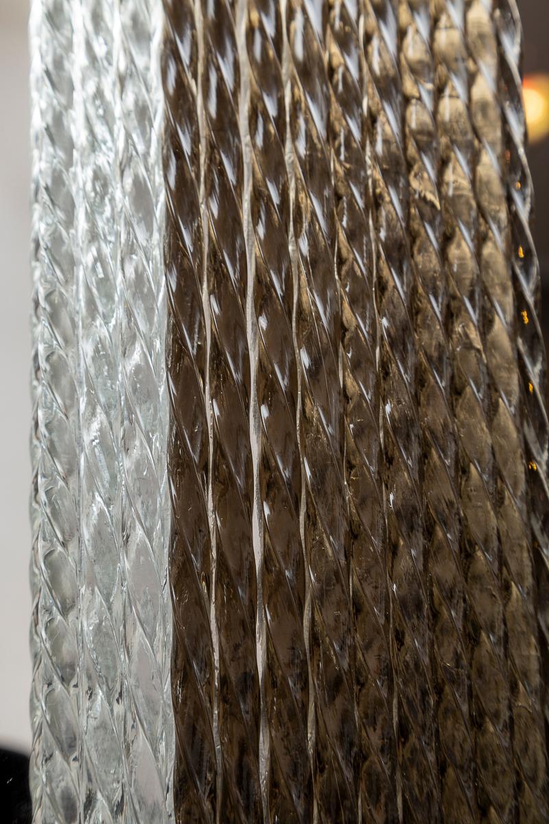 Pair of Large Custom Murano Blown Taupe Twisting Glass Mirrors In Excellent Condition For Sale In Westport, CT