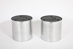 Paar große zylindrische modernistische Chromhalterungen, Italien 1970er Jahre