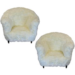 Pair of Large Danish Armchairs in Fur