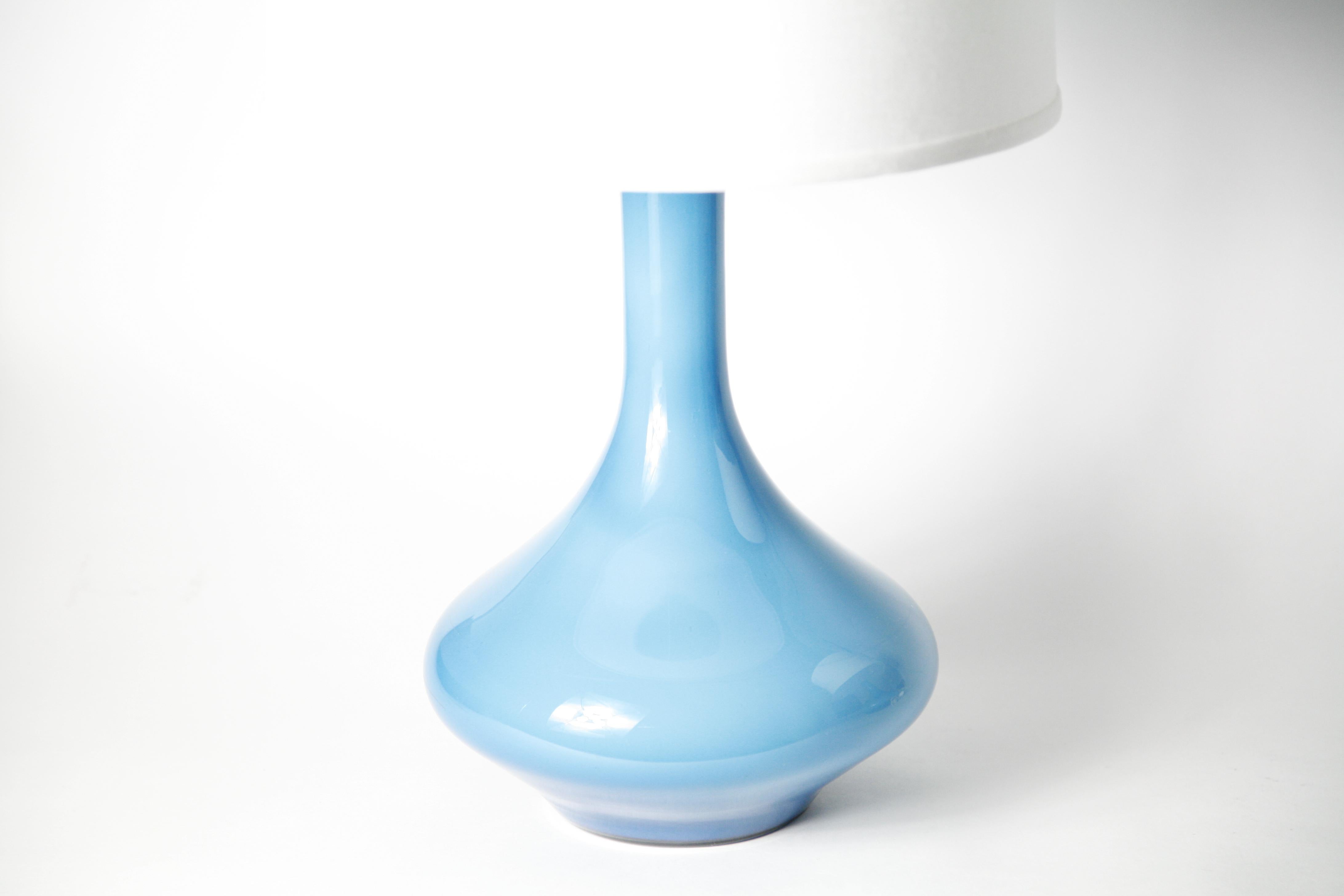 Mid-Century Modern Pair of Large Danish Light Blue Kastrup Glass Lamps, 1960 For Sale
