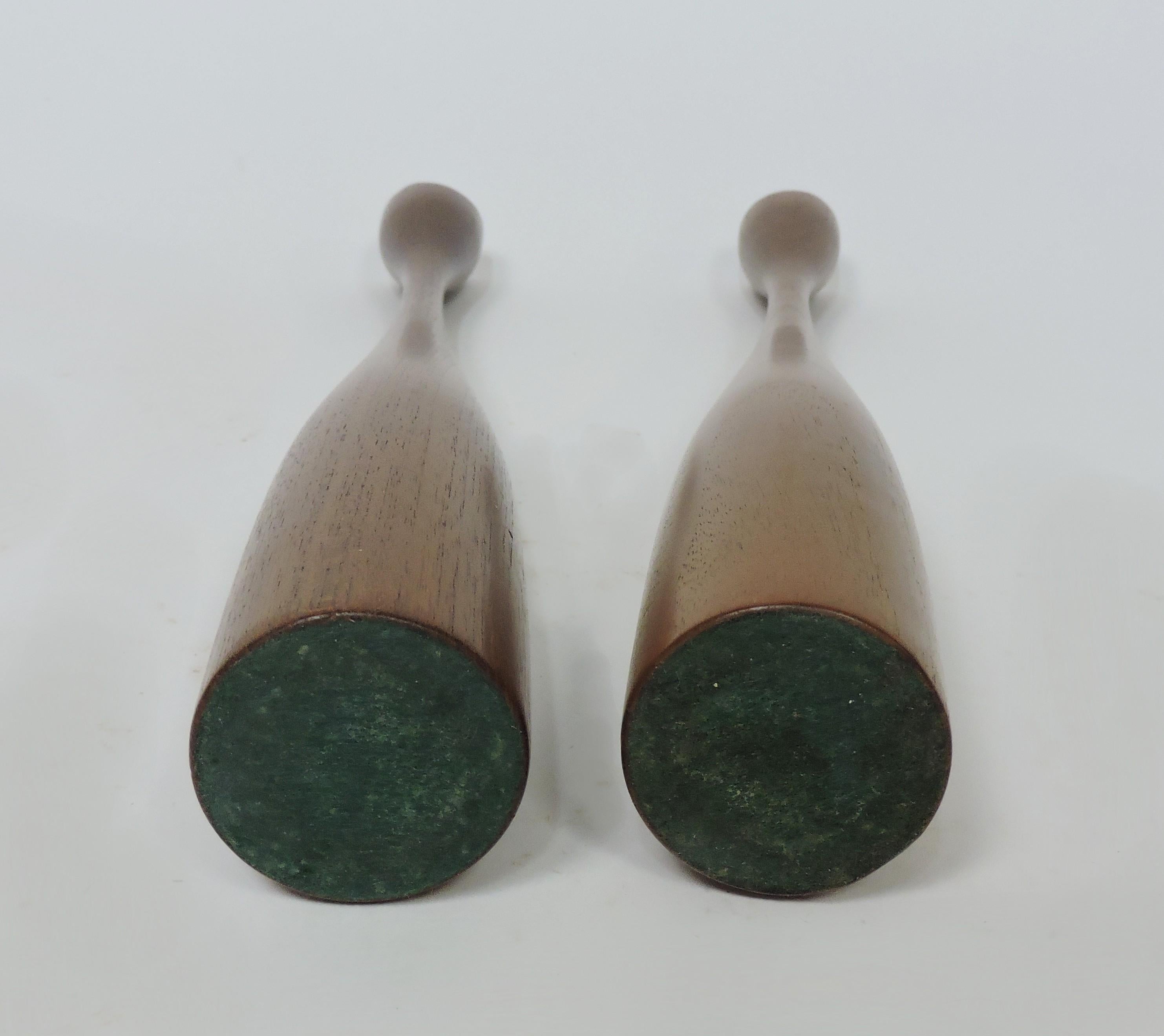 Mid-20th Century Pair of Large Danish Mid Century Modern Turned Teak Candleholders/Candlesticks
