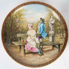 Pair of Large Decorative Dishes in Limoges Porcelain, 19th Century.