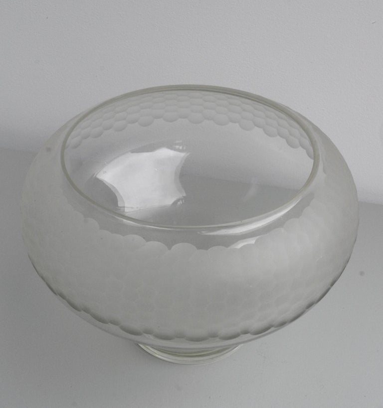 Pair Of Large Decorative Honeycomb Midcentury Glass Bowl Vases For