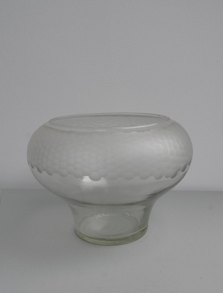 Pair of Large Decorative Midcentury Glass Bowl Vases For Sale at 1stDibs glass