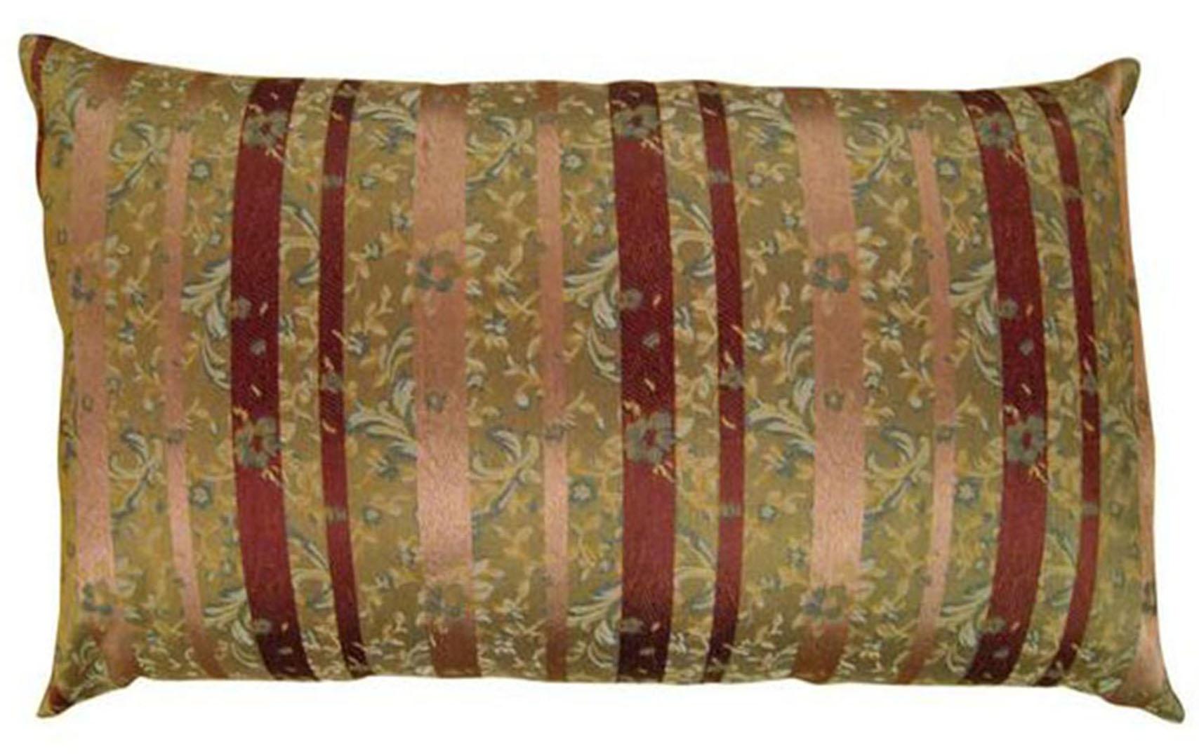 Pair of Large Decorative Satin Pillows w/ Vintage Striped Brocade on Both Sides For Sale 1