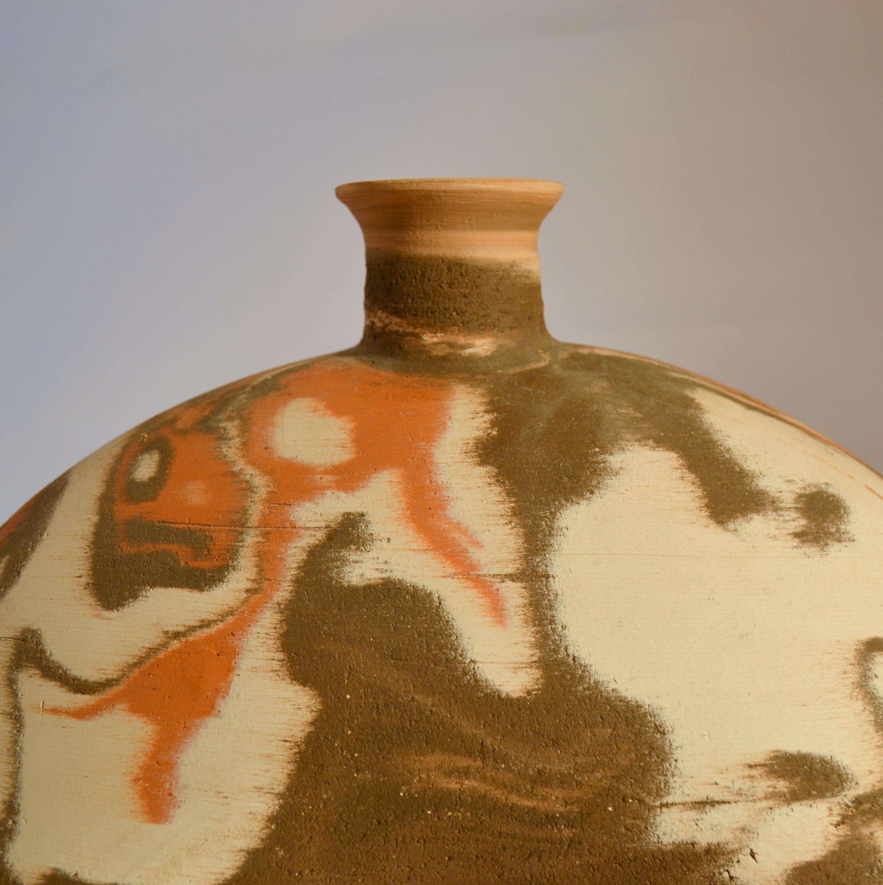 Zwei große dekorative Studio-Keramik-Vasen in Erdtönen (20. Jahrhundert) im Angebot