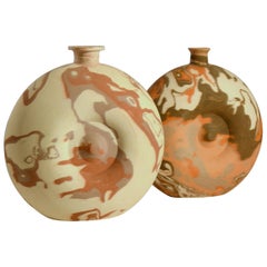 Pair of Large Decorative Studio Pottery Vases in Earth Tones