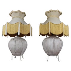 Pair of Large Decorative Table Lamps with Handmade Silk-Lined Shades