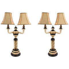 Pair of Large Decorative Twin Shade Table Lamps