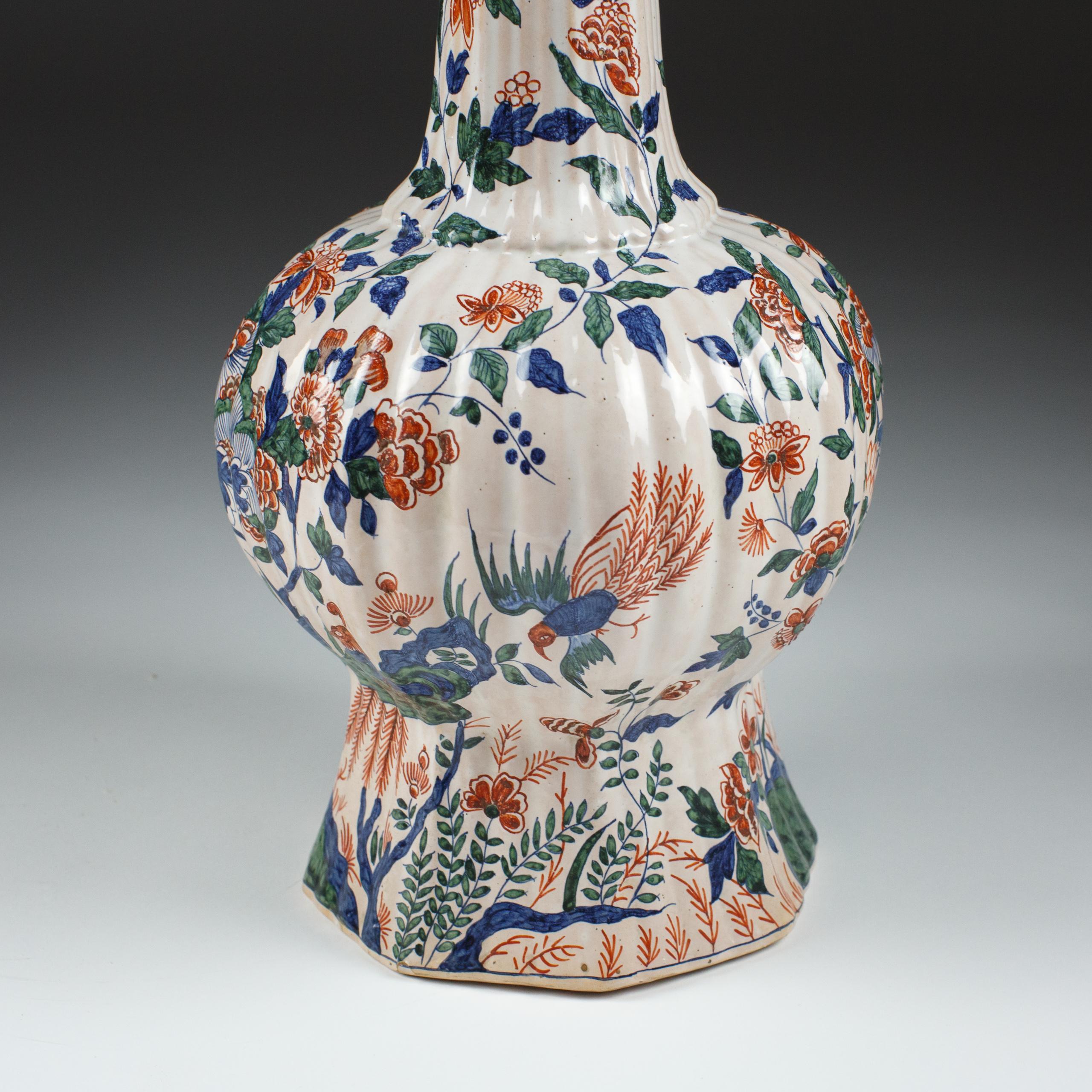 20th Century Pair of Large Delft Desvres Garlic Neck Vase For Sale