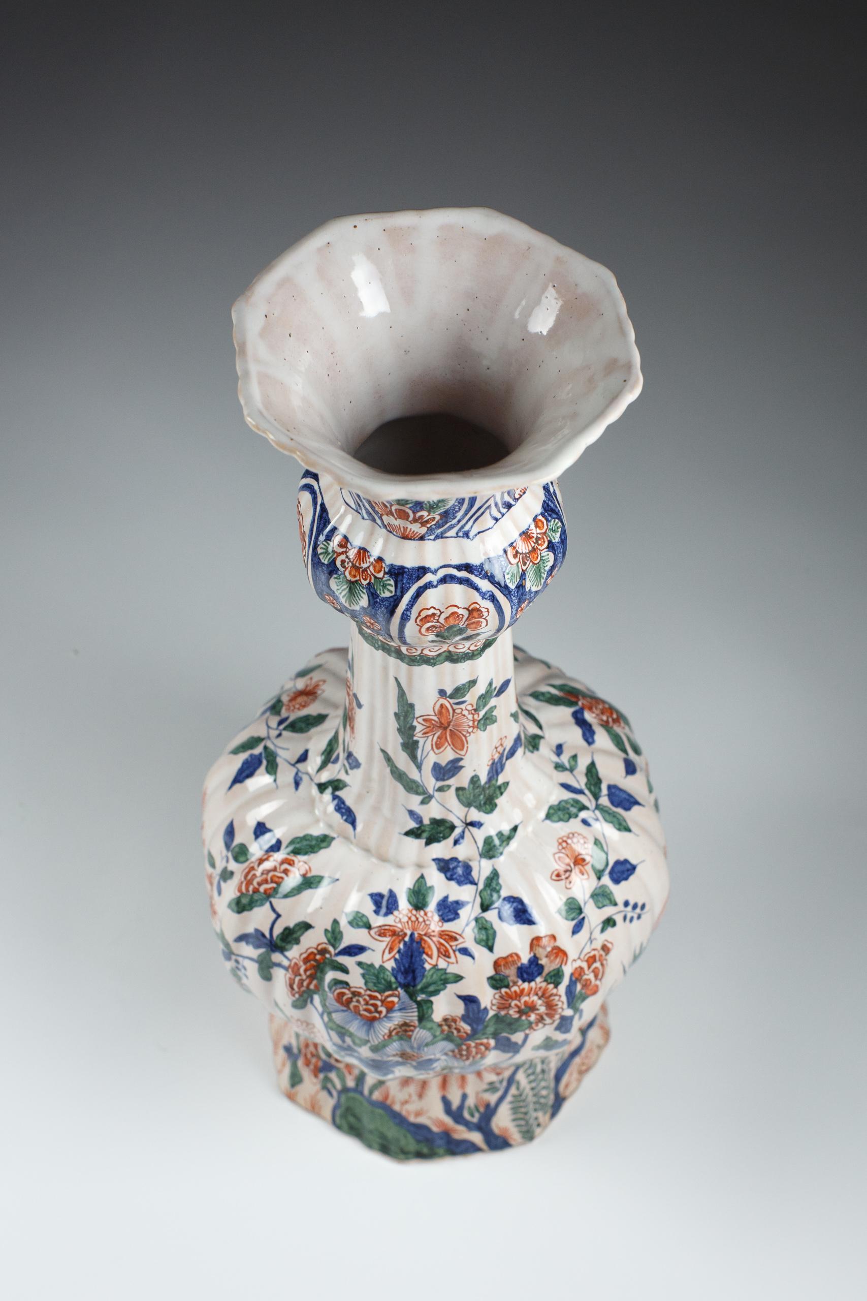 Pair of Large Delft Desvres Garlic Neck Vase For Sale 1