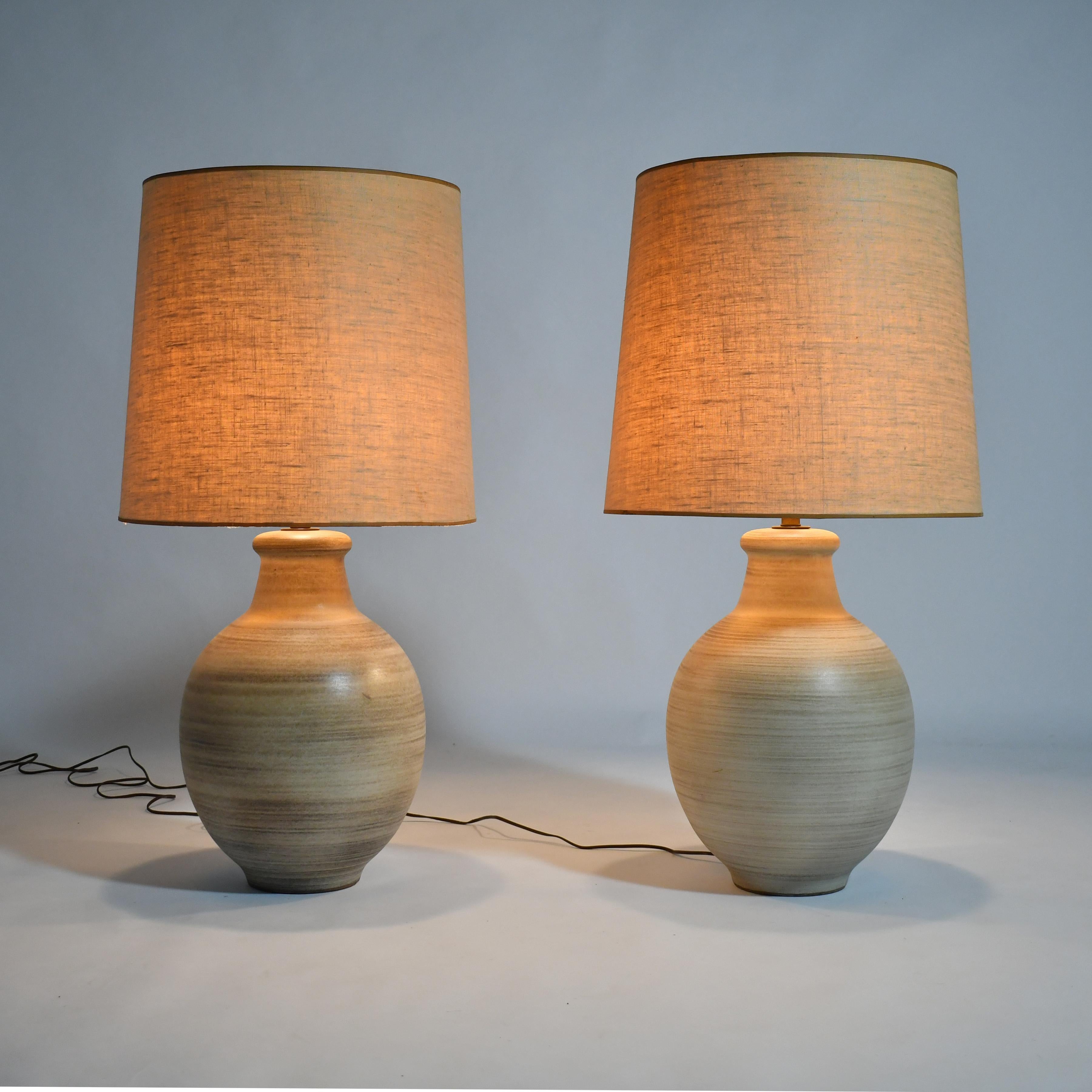 Mid-Century Modern Pair of Large Design Technics Table Lamps For Sale