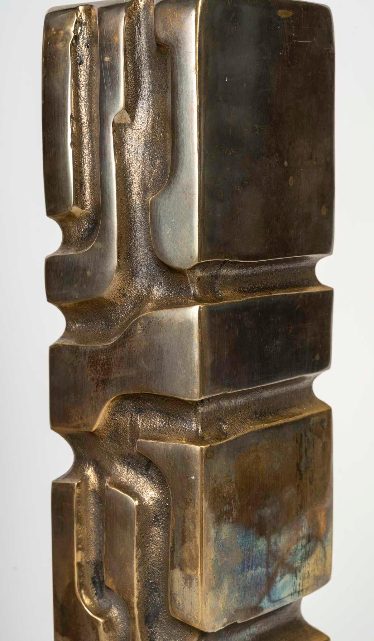 French Pair of Large Desk Lamps, Bronze Sculpture, Signed by Michel Jaubert.