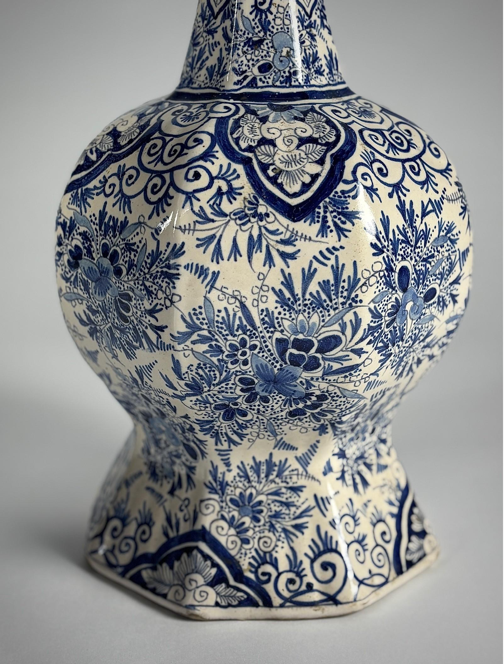19th Century Pair of Large Desvres Delft Knobbelvaas or Garlic Bulb Vase For Sale