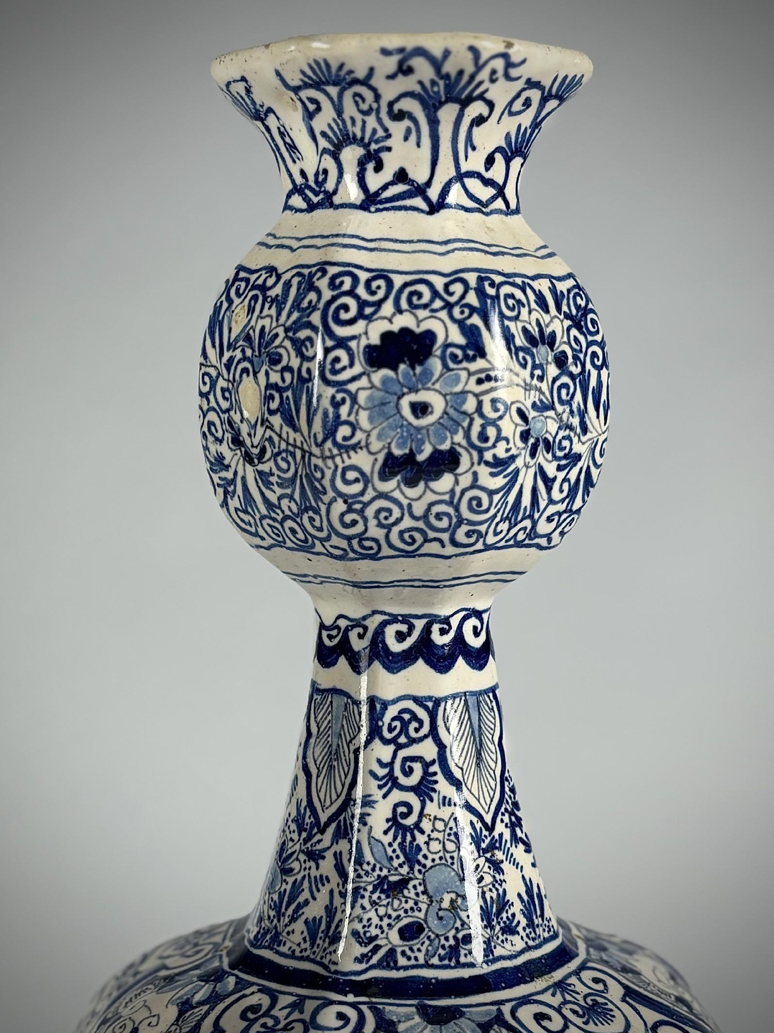 Stoneware Pair of Large Desvres Delft Knobbelvaas or Garlic Bulb Vase For Sale