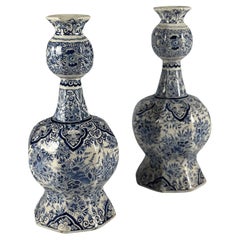 Pair of Large Desvres Delft Knobbelvaas or Garlic Bulb Vase