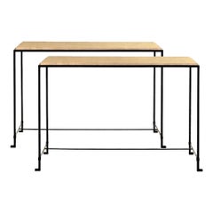 Coppia di grandi mensole in travertino "Diagramme" di Design Frères