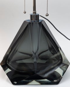 Pair of Large Diamond Gem Faceted Grey Lamps, Contemporary