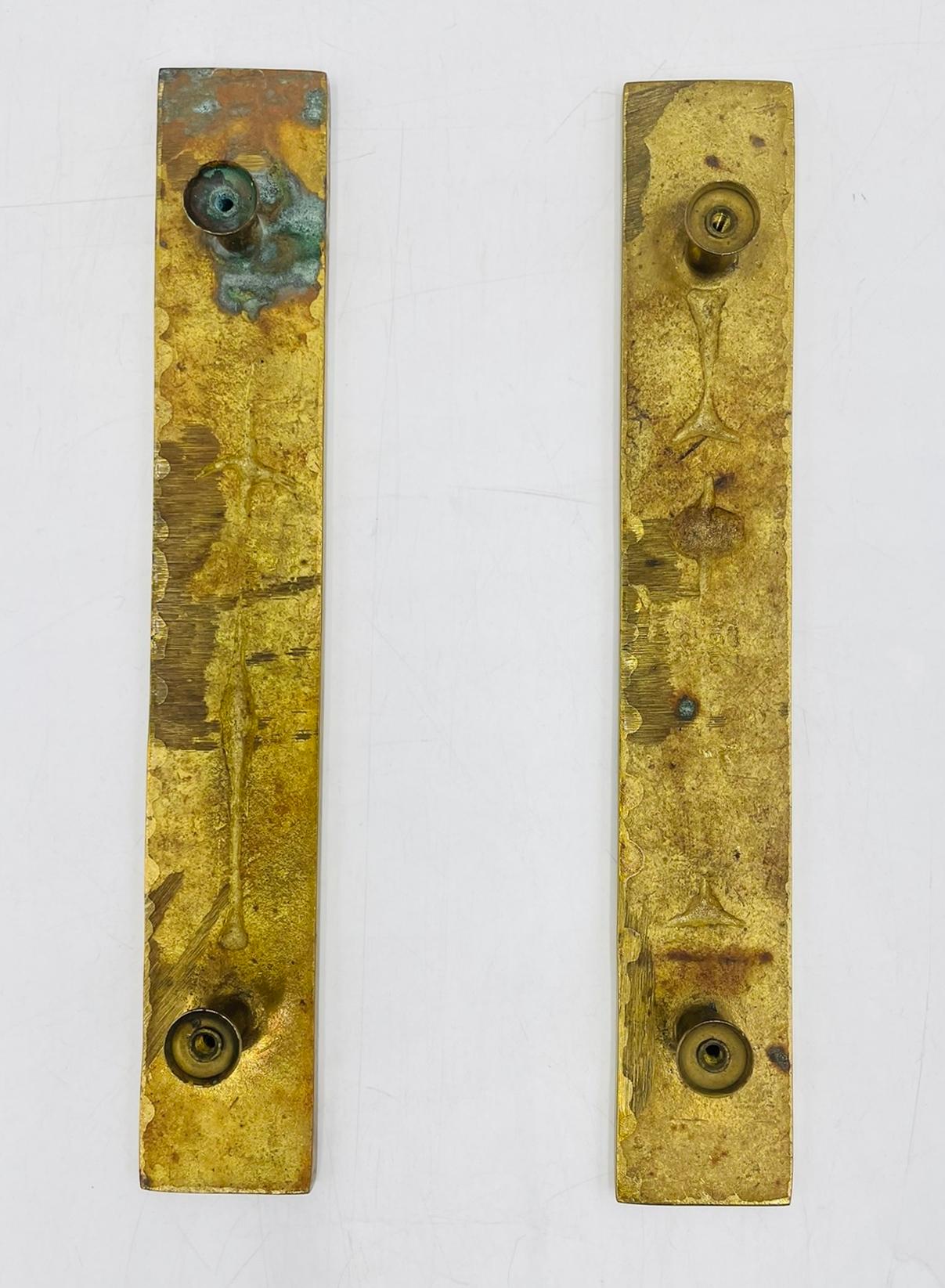 Pair of Large Door Handles in Brass & Abalone, After Los Castillo, Mexico 1950's For Sale 5