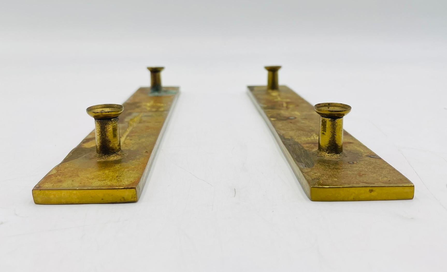 Pair of Large Door Handles in Brass & Abalone, After Los Castillo, Mexico 1950's For Sale 6