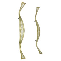 Pair of Large Door Handles in Brass & Mother of Pearl by Los Castillo, Mexican