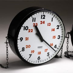 Pair Of Large Double Sided Illuminated Gents Of Leicester Station Clocks