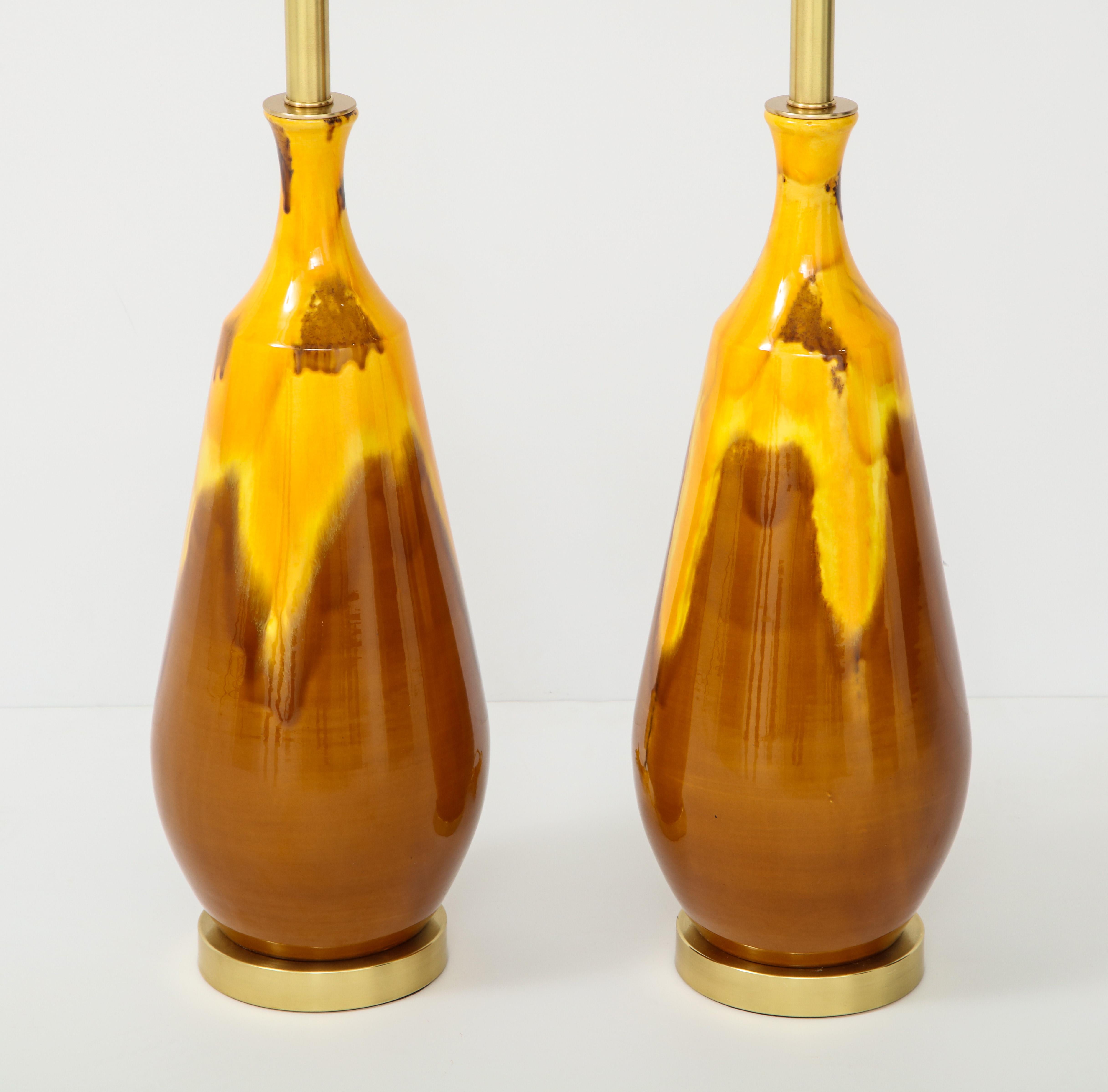 Pair of Large Drip Glazed Ceramic Lamps 1