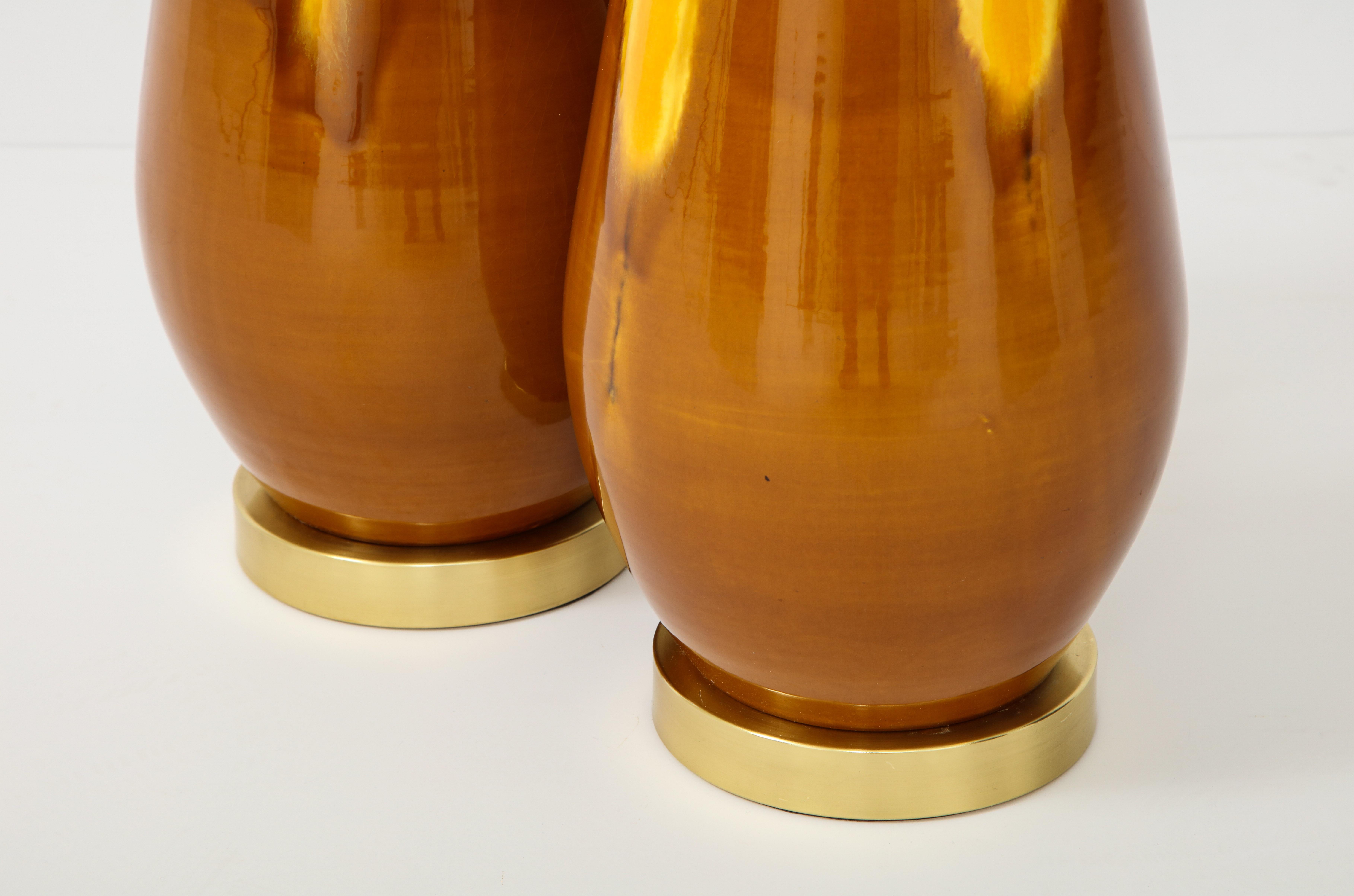 Pair of Large Drip Glazed Ceramic Lamps 2