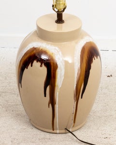 Pair of Large Drip Glazed Table Lamps