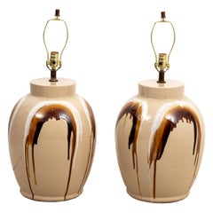 Pair of Large Drip Glazed Table Lamps Pair of Large Drip Glazed Table Lamps