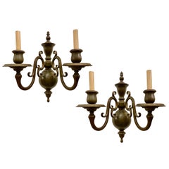 Antique Pair of Large Dutch Bronze Sconces