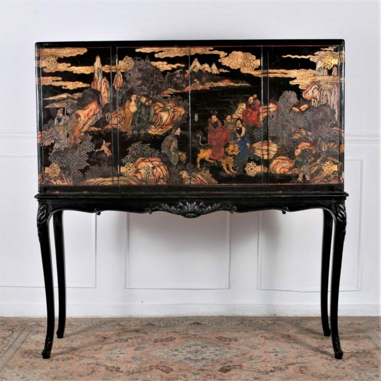 Hand-Carved Pair of Large, Early 19th C. Chinoisserie Chests from Paris. C.1820.  For Sale