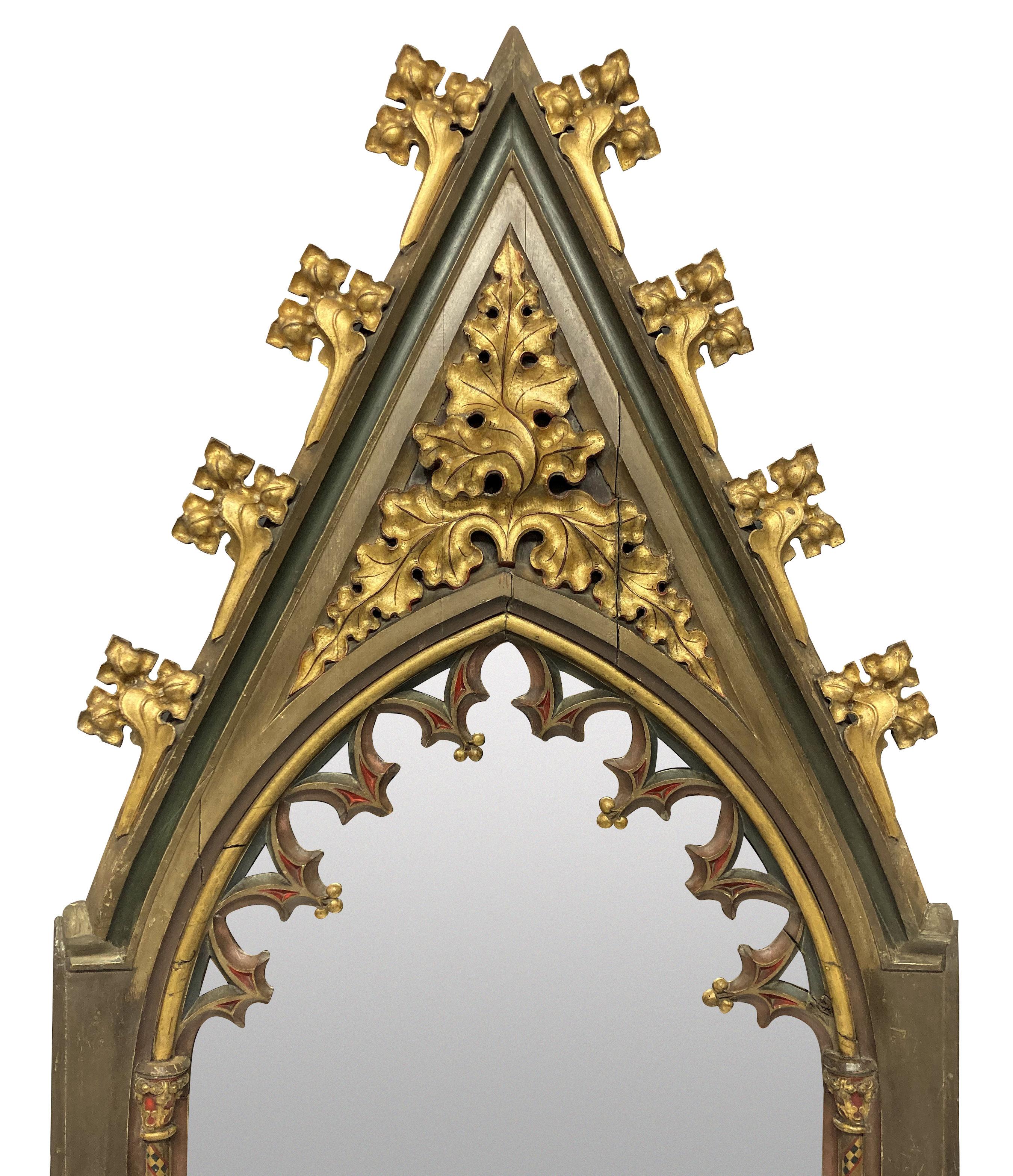 European Pair of Large Early 19th Century Gothic Revival Mirrors
