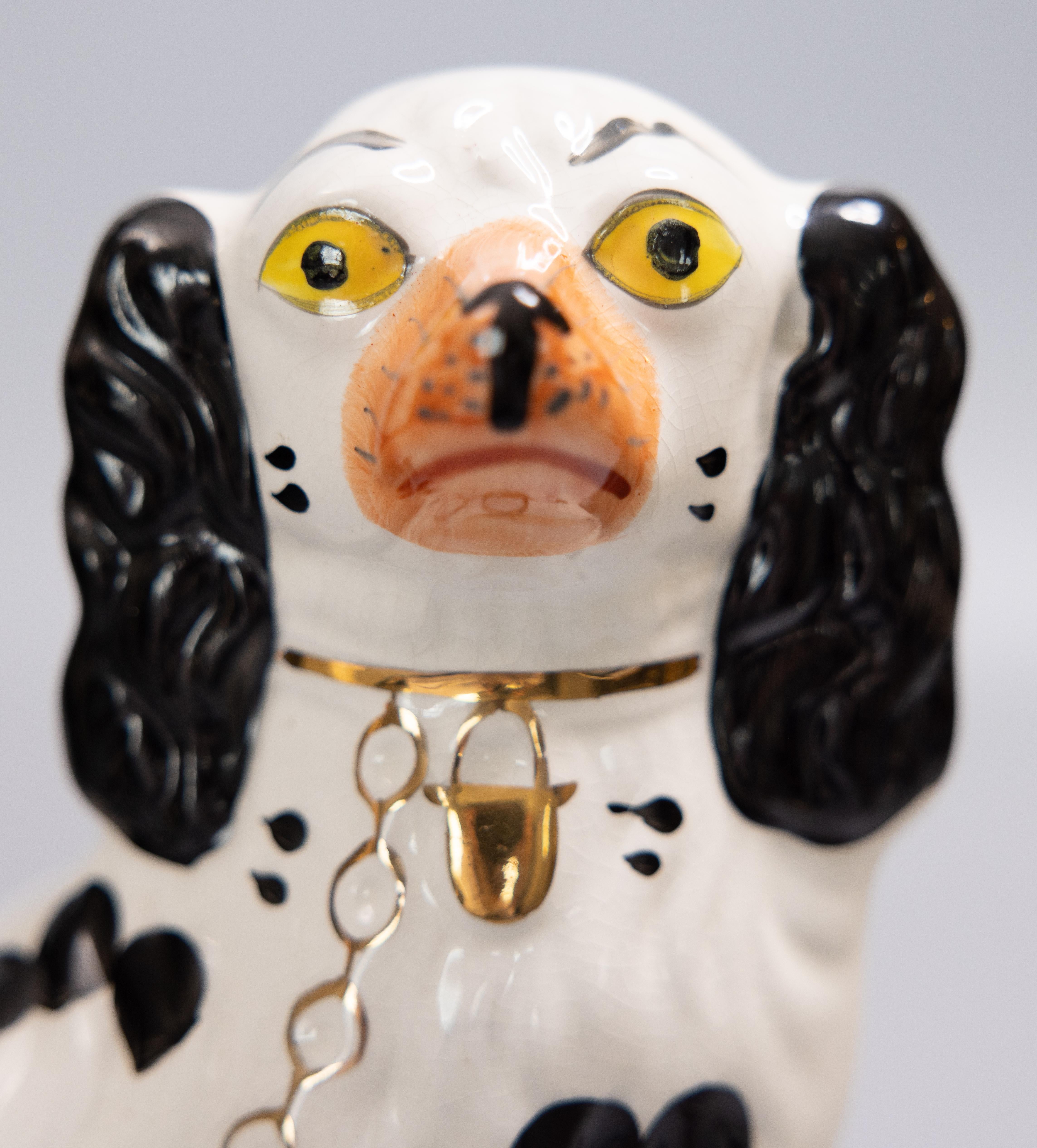 20th Century Pair of Large Early 20th C. English Staffordshire Spaniel Dogs