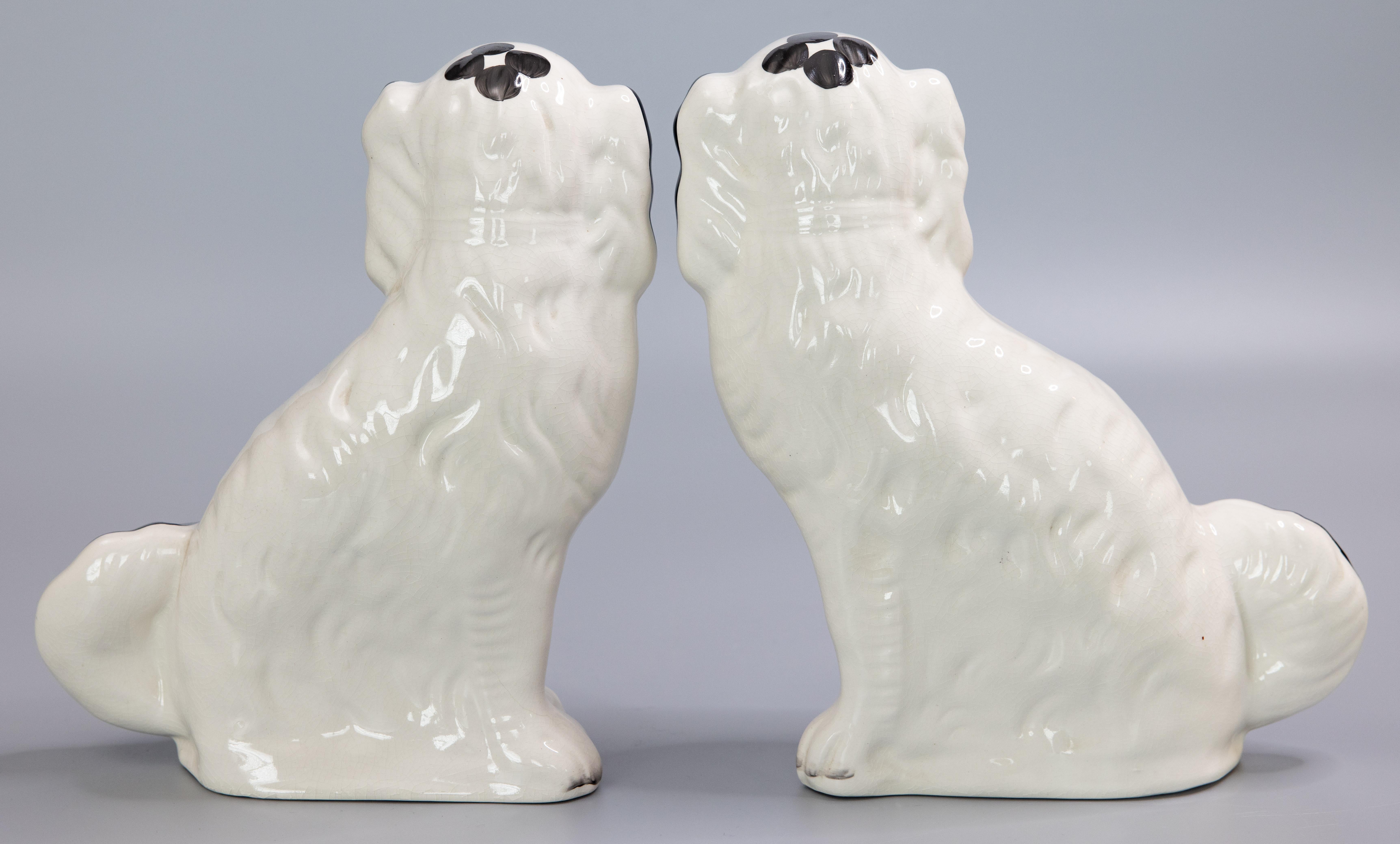 Pair of Large Early 20th C. English Staffordshire Spaniel Dogs 1