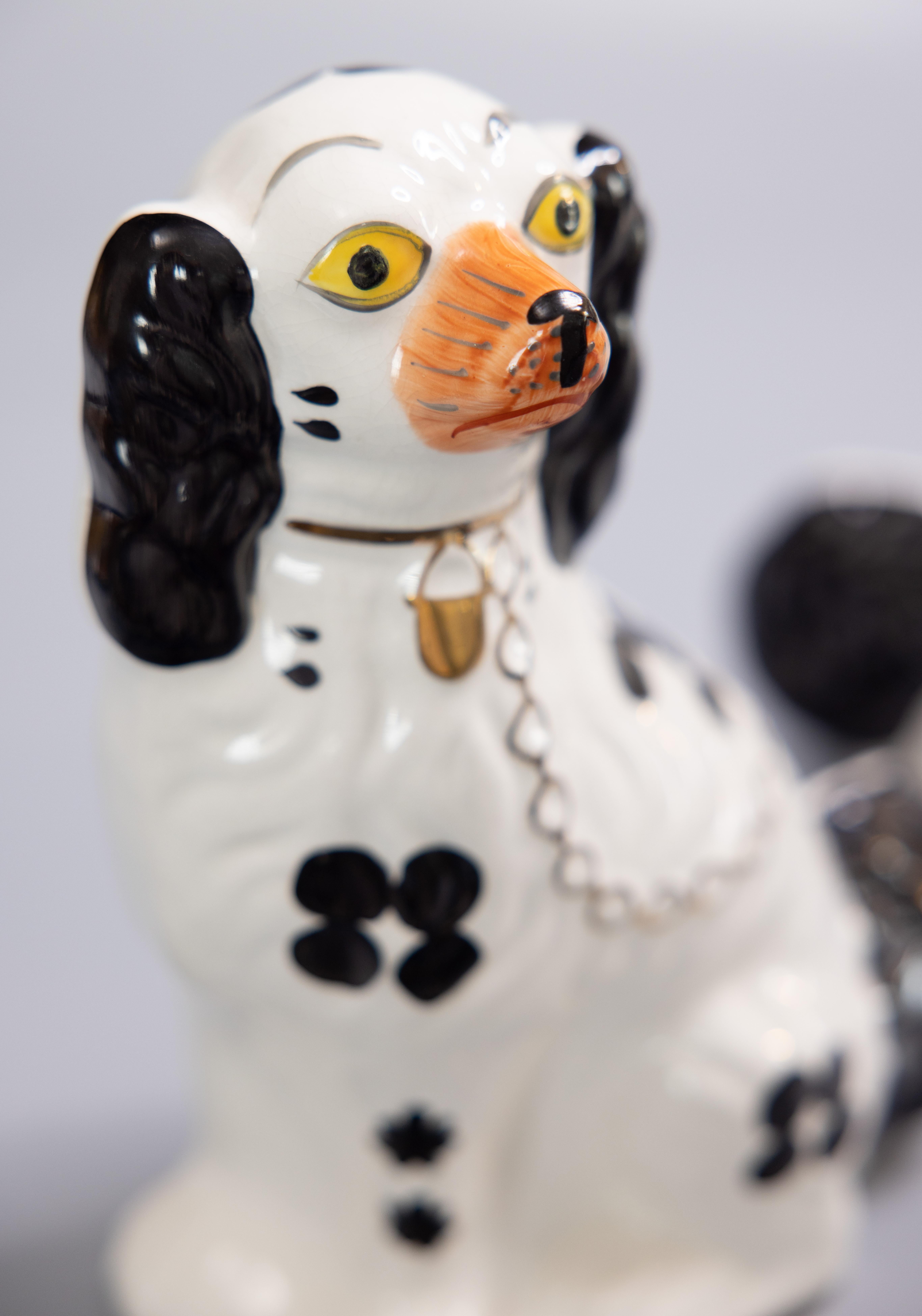 Pair of Large Early 20th C. English Staffordshire Spaniel Dogs 4