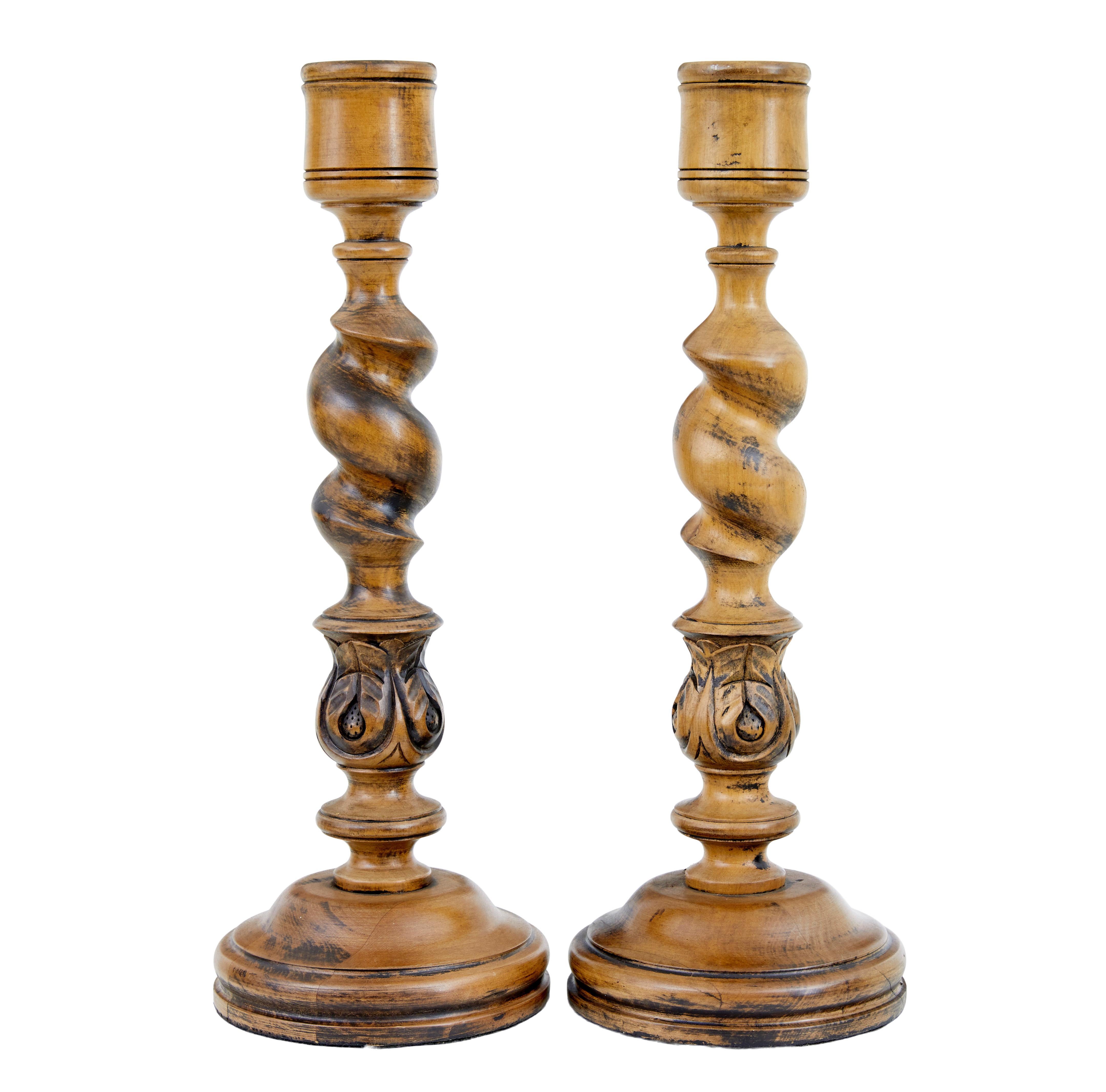 Gothic Revival Pair of large early 20th century candlesticks For Sale