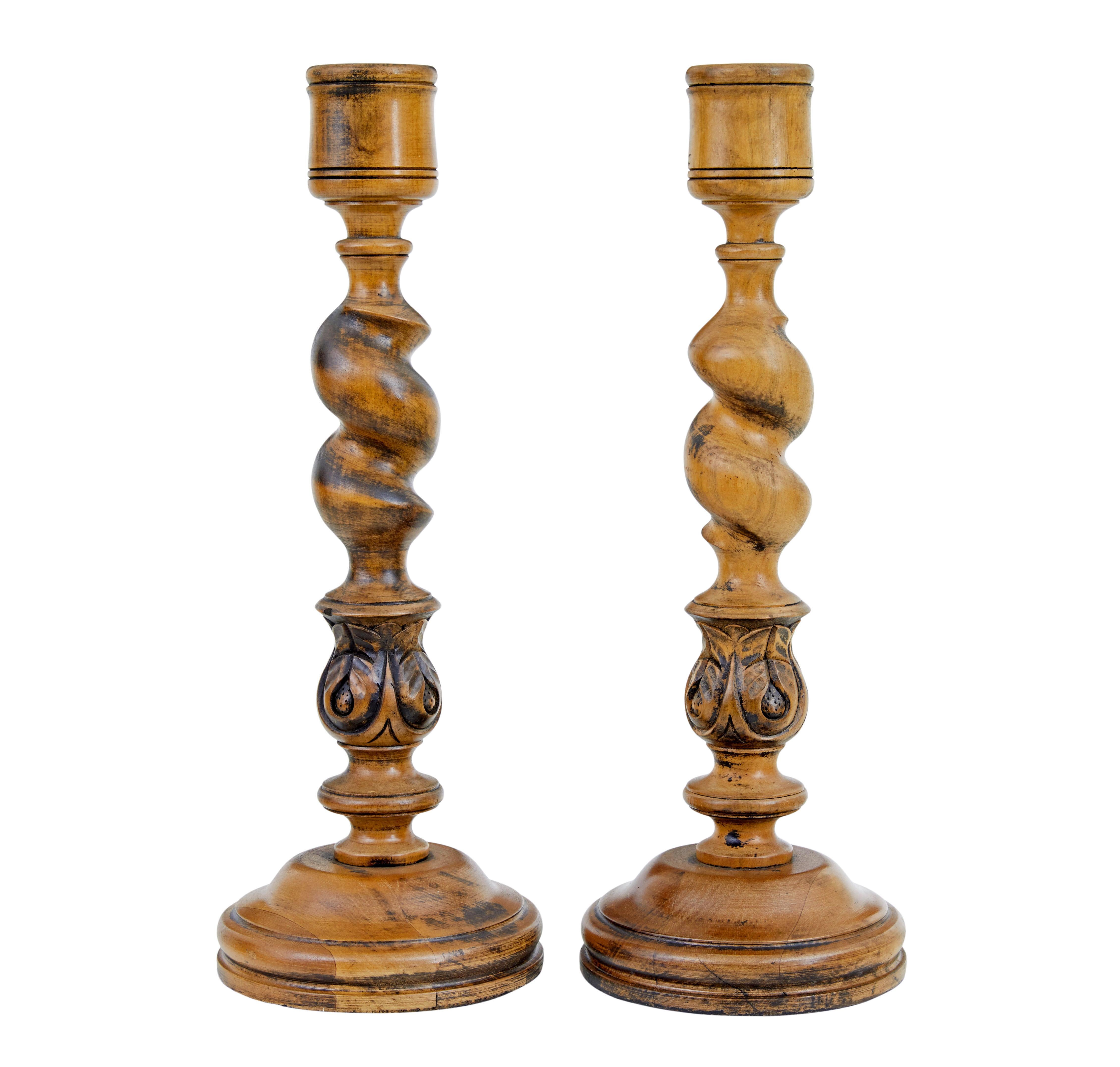 Gothic Revival Pair of large early 20th century candlesticks For Sale