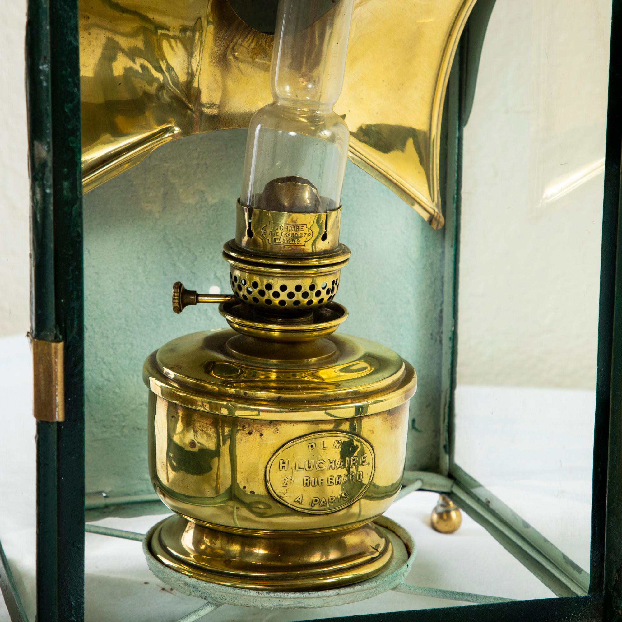 Pair of Large Early 20th Century French Copper and Brass Railroad Lanterns 5