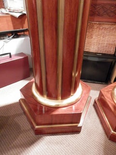 Pair of Large Early 20th Century Russian Mahogany and Gilt Brass Pedestals