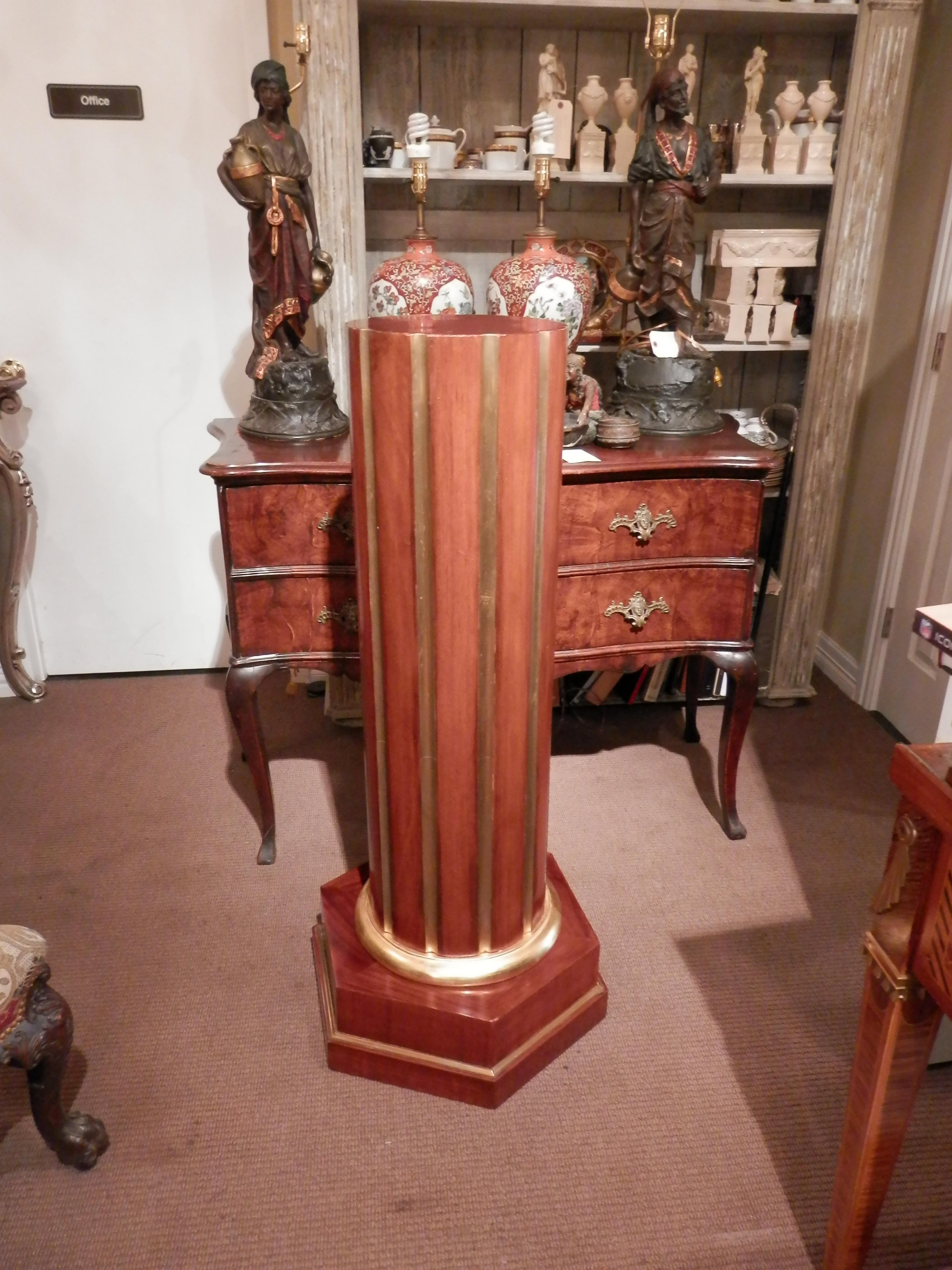 Pair of Large Early 20th Century Russian Mahogany and Gilt Brass Pedestals In Good Condition For Sale In Dallas, TX