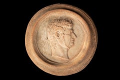 Pair of Large Early 20th Century Terracotta Nero Wall Medallions 21"
