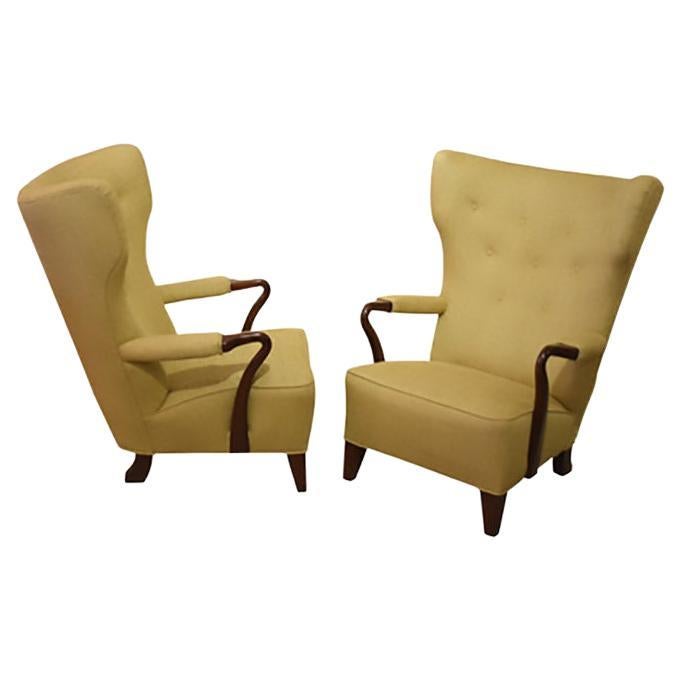 Pair of Large Easy Chairs by Bertil Sodeberg For Sale
